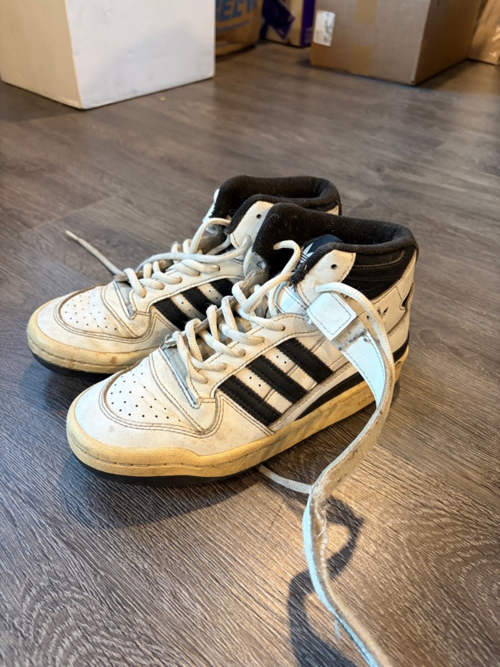 Adidas Forum Kids White and Black High-Top Sneakers with Strap